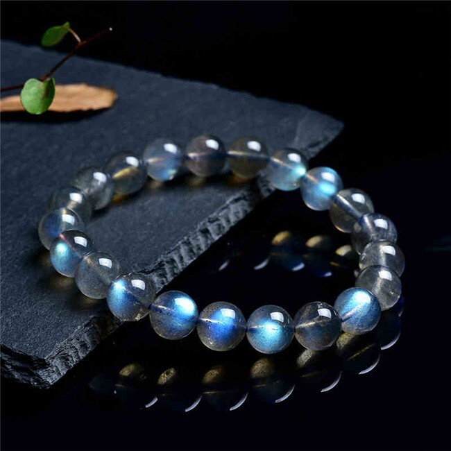 Handmade Natural Moonstone Elastic Stretch Bracelet – 7mm Round Gemstone Bead