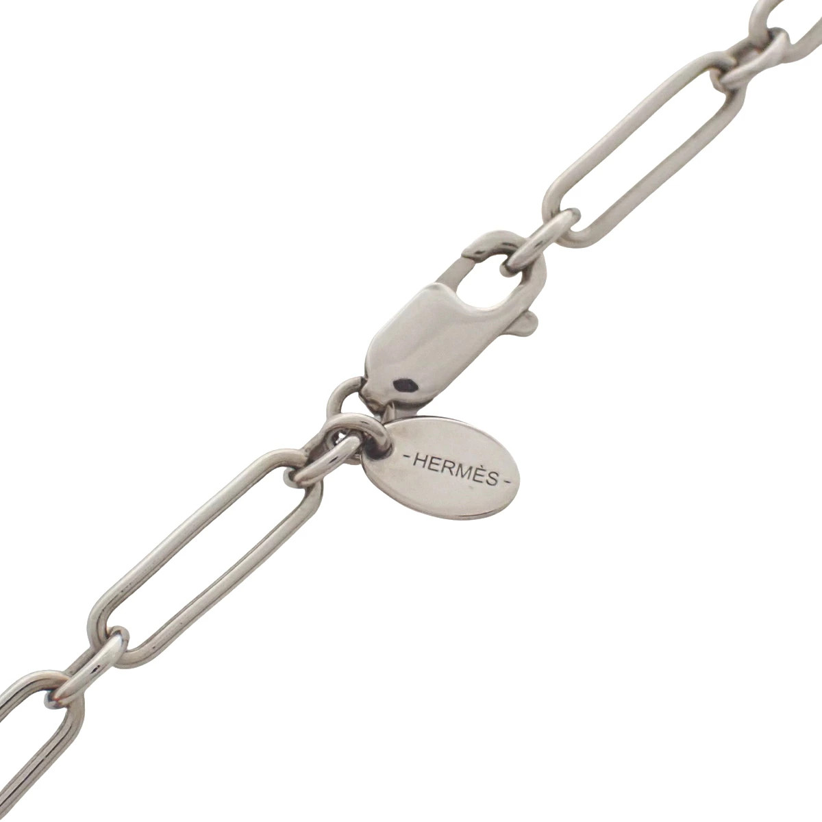 Hermes Buffalo Horn Chain Necklace Metal Accessory Jewelry Pendant Brown Tea Kha