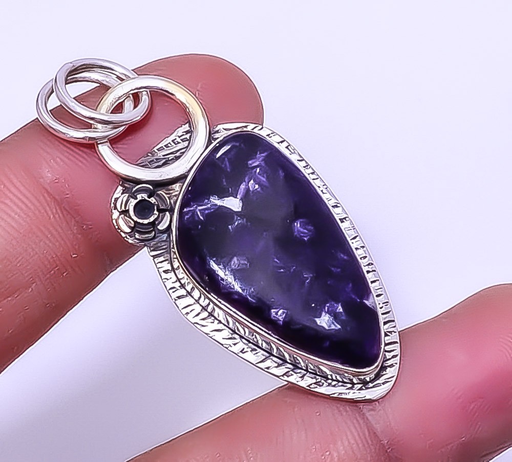 Purple Lepidolite – San Diego Gemstone 925 Sterling Silver Pendant 1.95″ A323