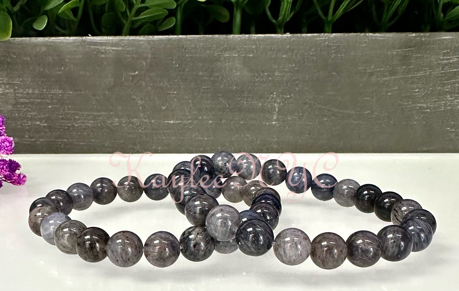 Wholesale 6 Pcs Natural Blue Rutilated Quartz 8mm 7.5” Crystal Stretch Bracelet