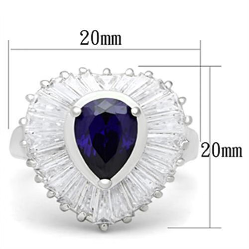 925 Sterling Silver Ring AAA Grade CZ Tanzanite Engagement Band