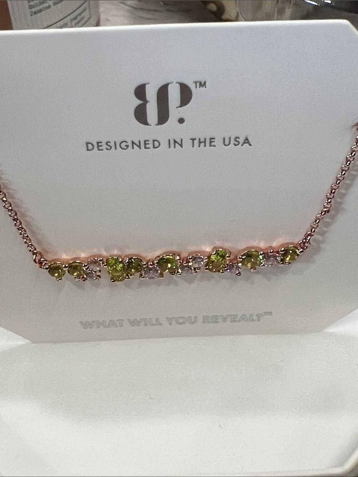 Bomb Party August 2024 Peridot on Rose Gold Plated necklace