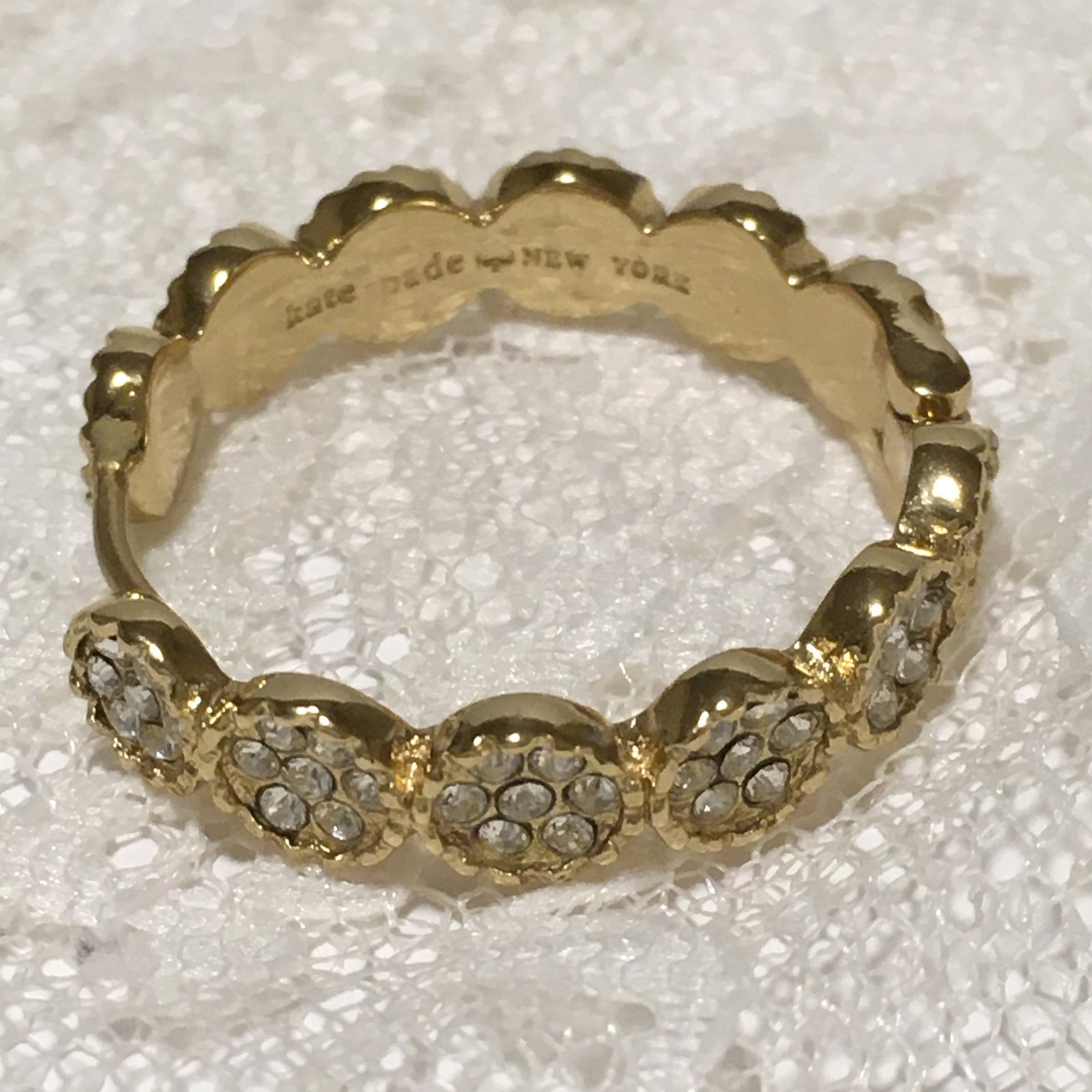 Kate Spade Hoop Earrings Rhinestones Gold Tone Hinged Pierced Everyday Wear