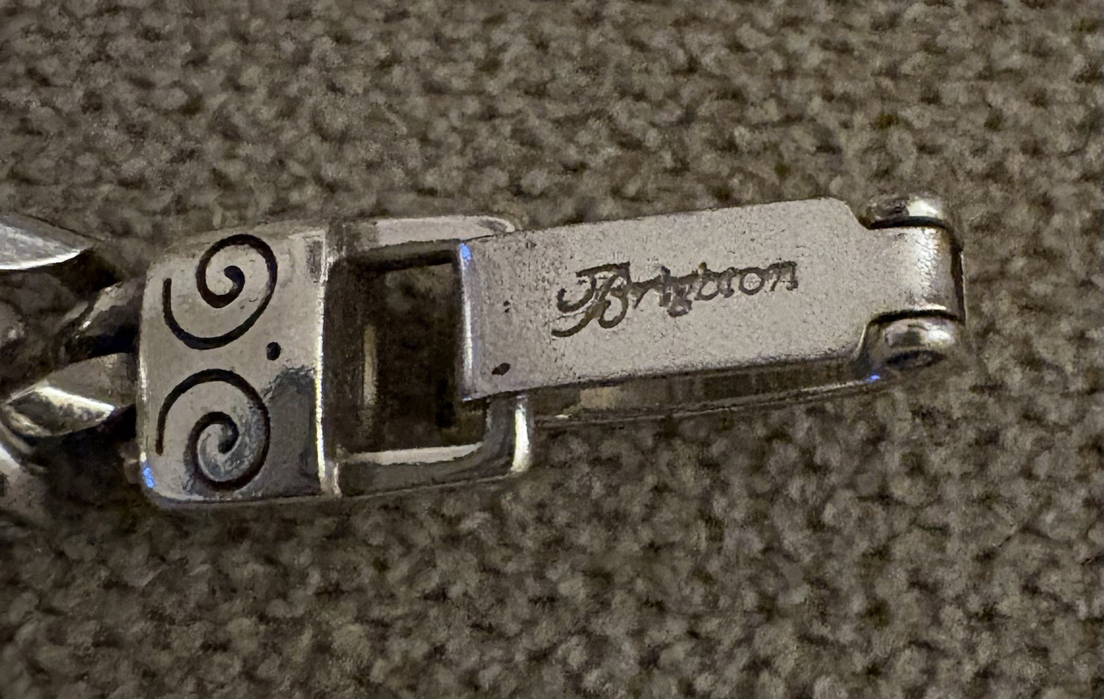 Brighton Love ID Bracelet Silver Tone Curb Chain Scroll Bar 7”