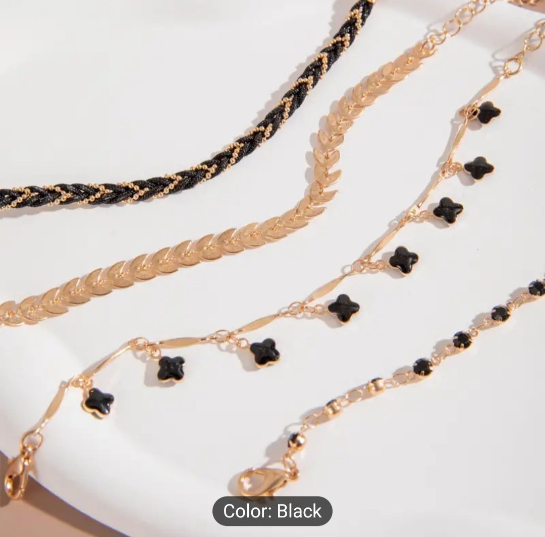4-Piece Gold & Black Bracelet Set In Gift Box – Perfect for Any Occasion!