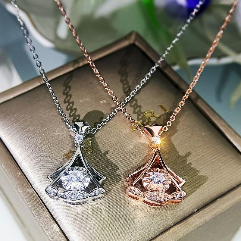 Beautiful Fan Shape Necklace Pendant for Her 1.25 CT Simulated Rose Gold Plated