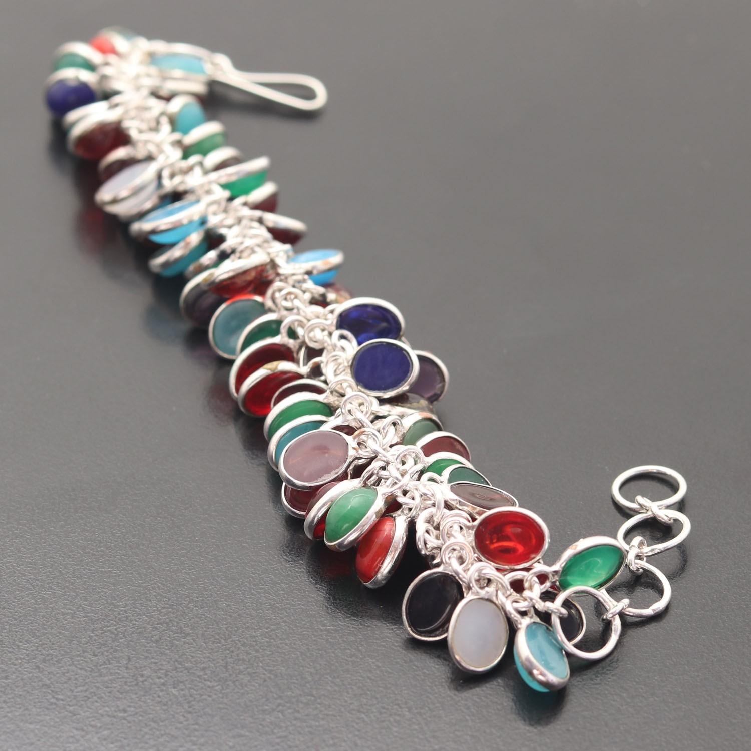 Multy Monalisa Gemstone 925 Sterling Silver Handmade Bracelet Jewelry Gift For