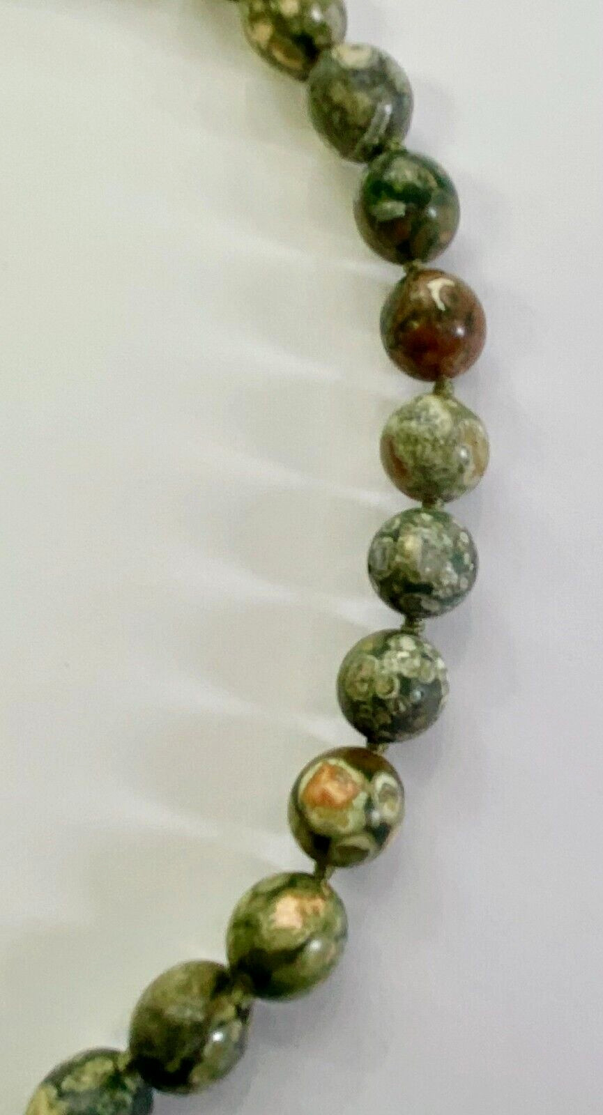 QVC Opaque Gemstone Gold Plated Sterling Rhyolite Bead 12.0mm 20″ Necklace,