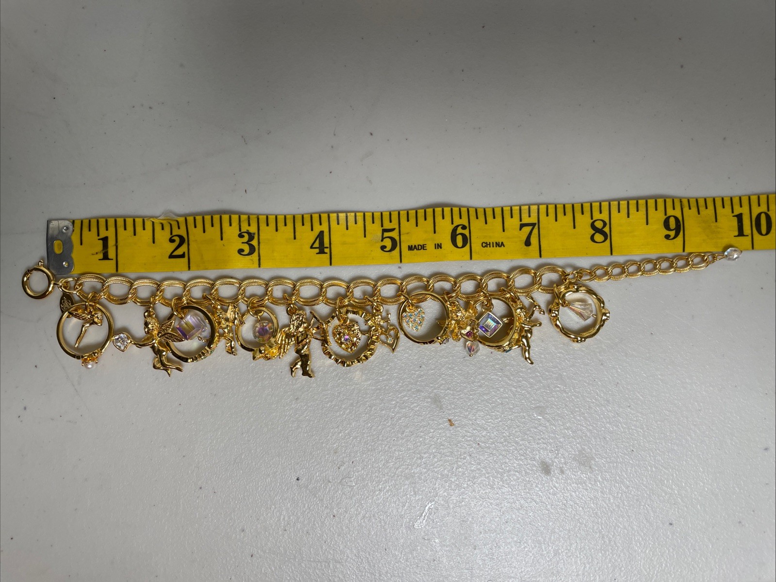 Vintage Kirks Folly Secret of the Seven Angels Rings Bracelet w/ Box AB Crystals
