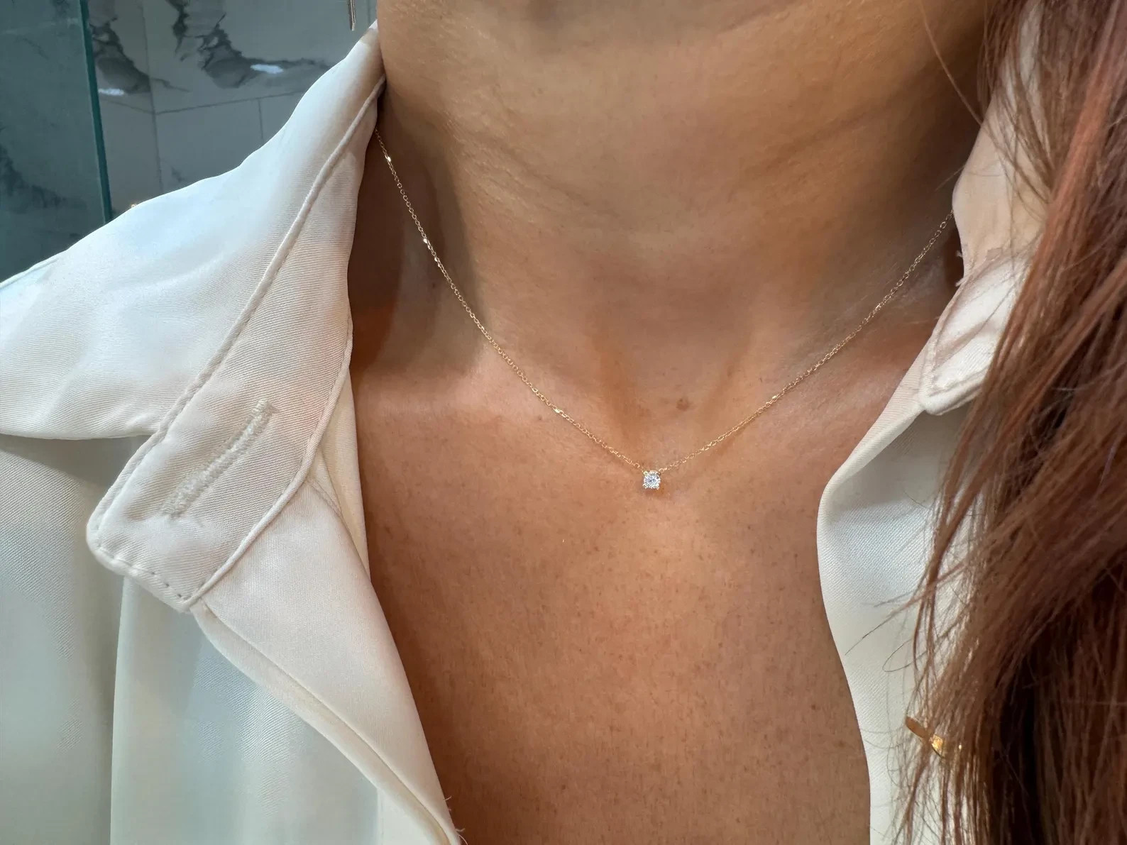 Lab Grown 1.00 Ct Round EF VS Diamond Solitaire Necklace in 14K Yellow Gold