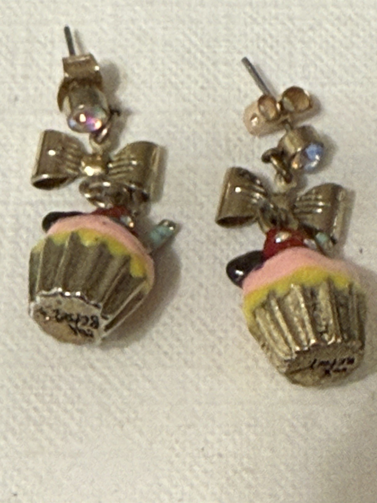 Betsey Johnson Vintage Paris Is Always A Good Idea Pink Cupcake Candy Earrings
