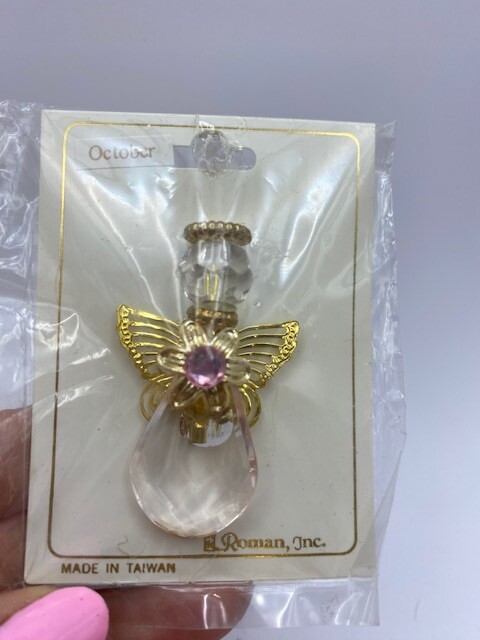 Roman Inc October Angel Pin Pink Stone Pre Owned