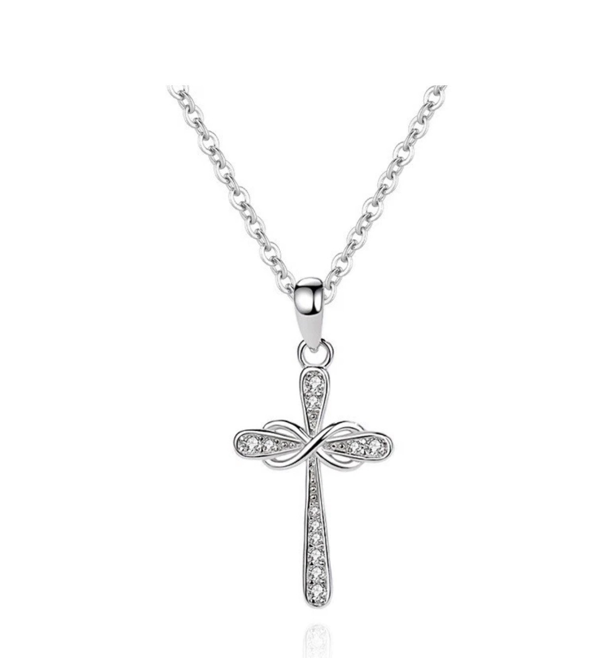 925 Sterling Silver Crystal Cross Pendant Necklace Women Girls Jewellery Gift UK