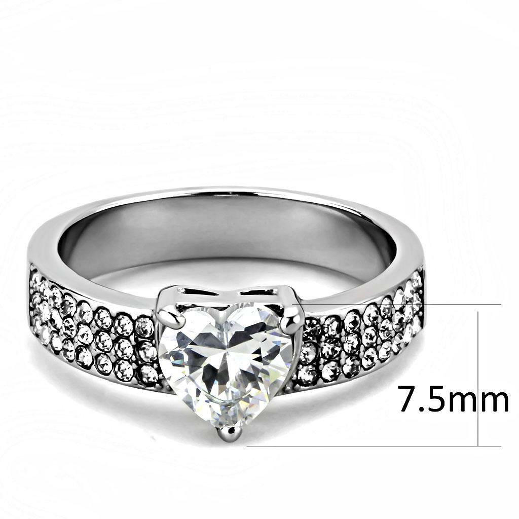 TK3505 – High polished (no plating) Stainless Steel Ring with AAA Grade CZ in