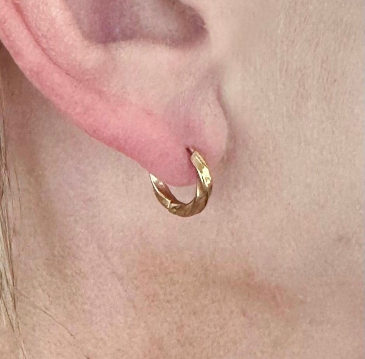 Gold Braided Titanium Huggie Hoop Earrings. (Pair).