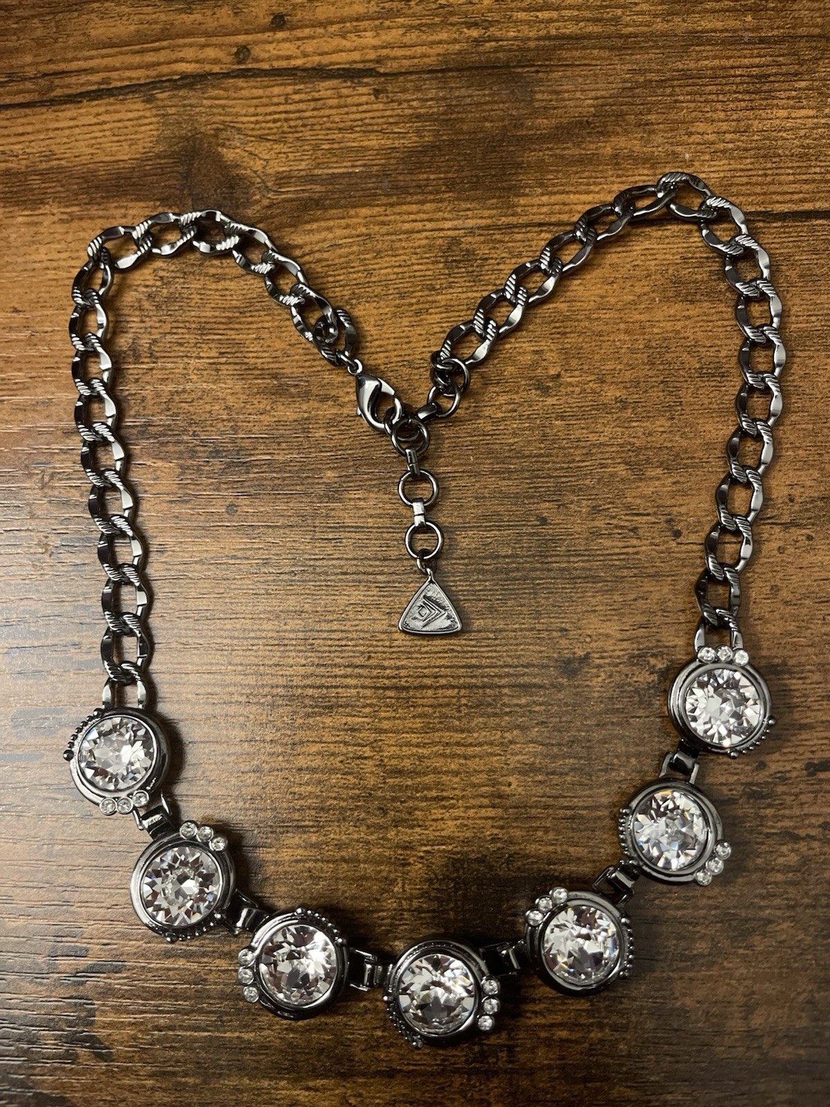SILPADA GLAMOUR Swarovksi Crystal Hematite Statement Necklace 18-20″