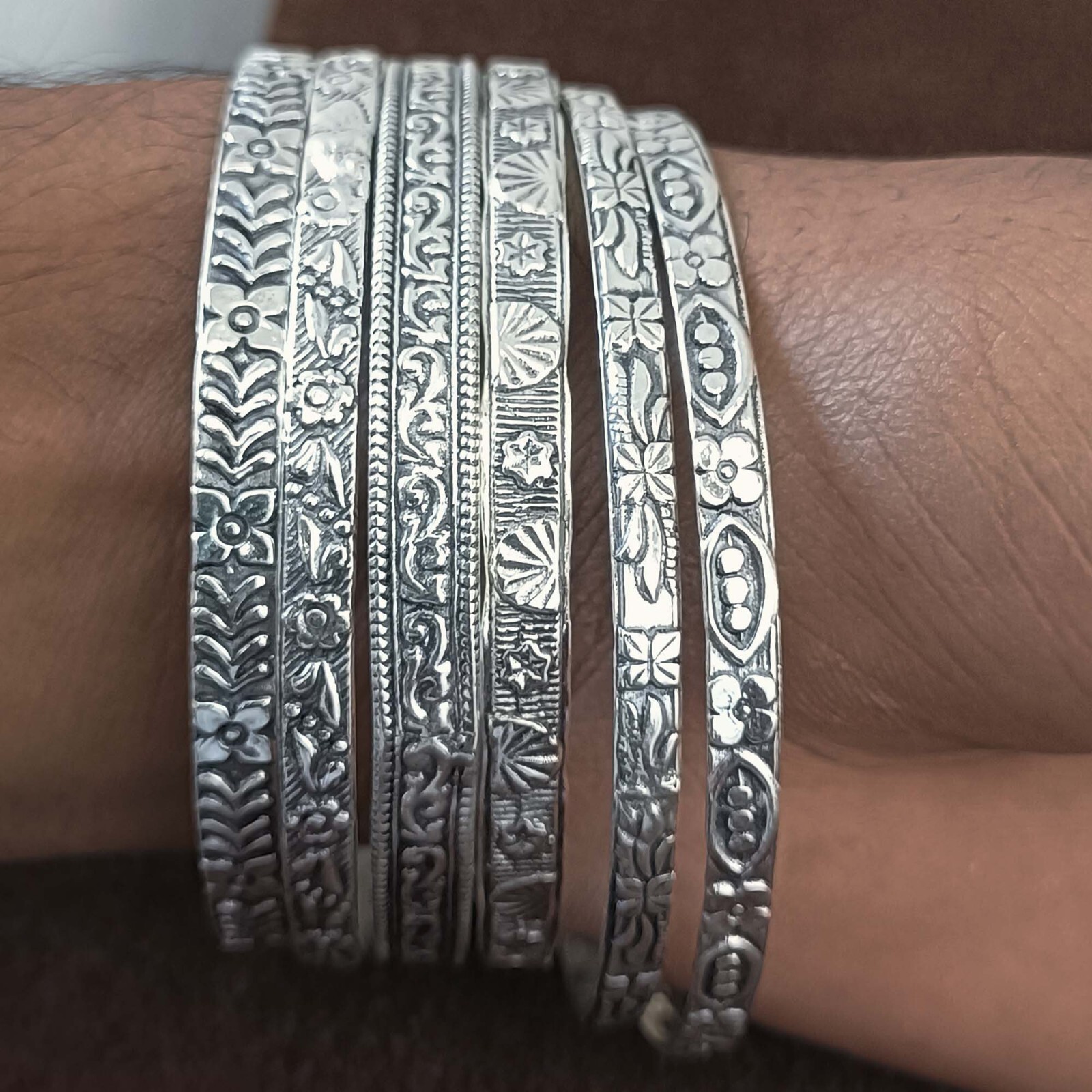 Thick West Indian Set of 6 Handmade Bangle Solid925 Sterling Silver ,AK121555