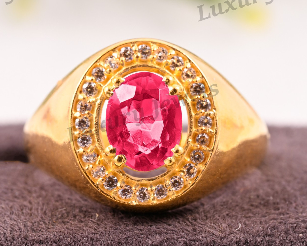 Natural Pink Tourmaline Men’s Ring 925 Sterling Silver Handmade Gift