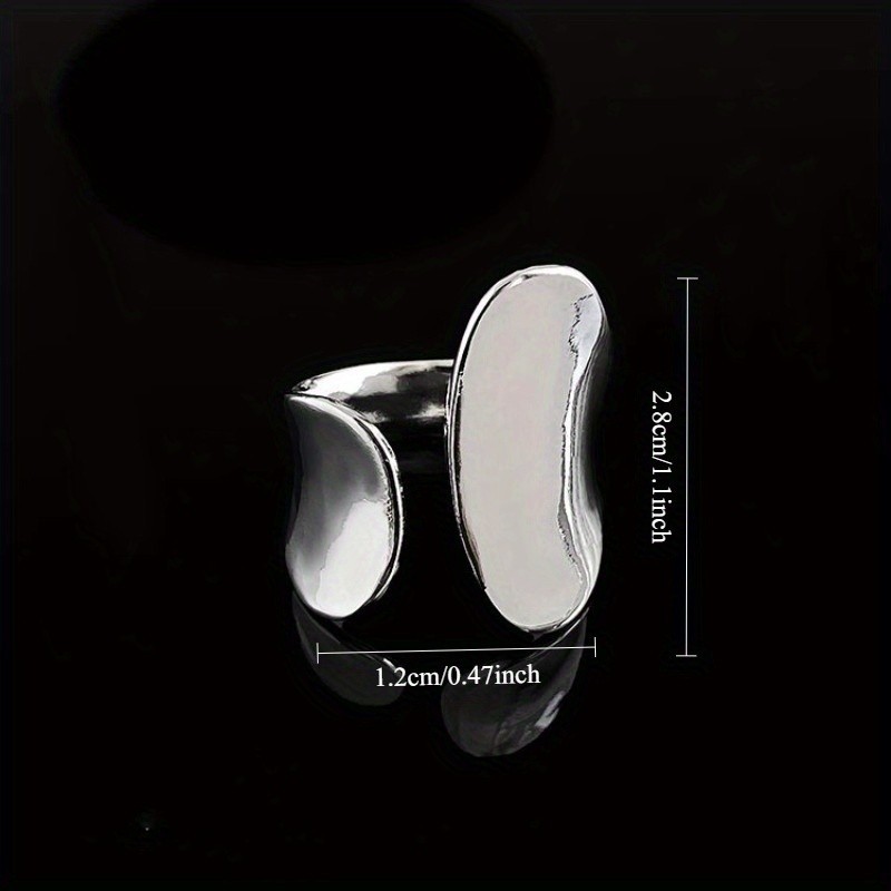 New Women’s Fashion Ring Minimalist Wide Face Geometric Opening Ring Zinc Alloy