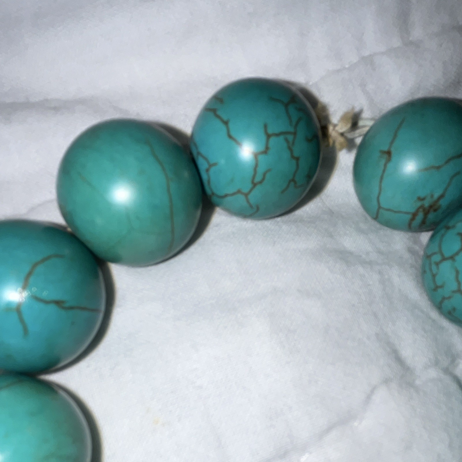 Turquoise Round Beaded Stretch Bracelet, Stone Beads, No Clasp, Sizable