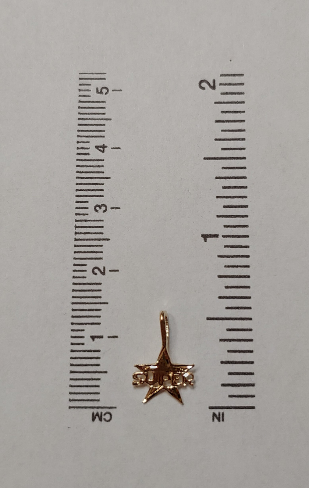 New 14k Yellow Gold Super Star Charm Pendant