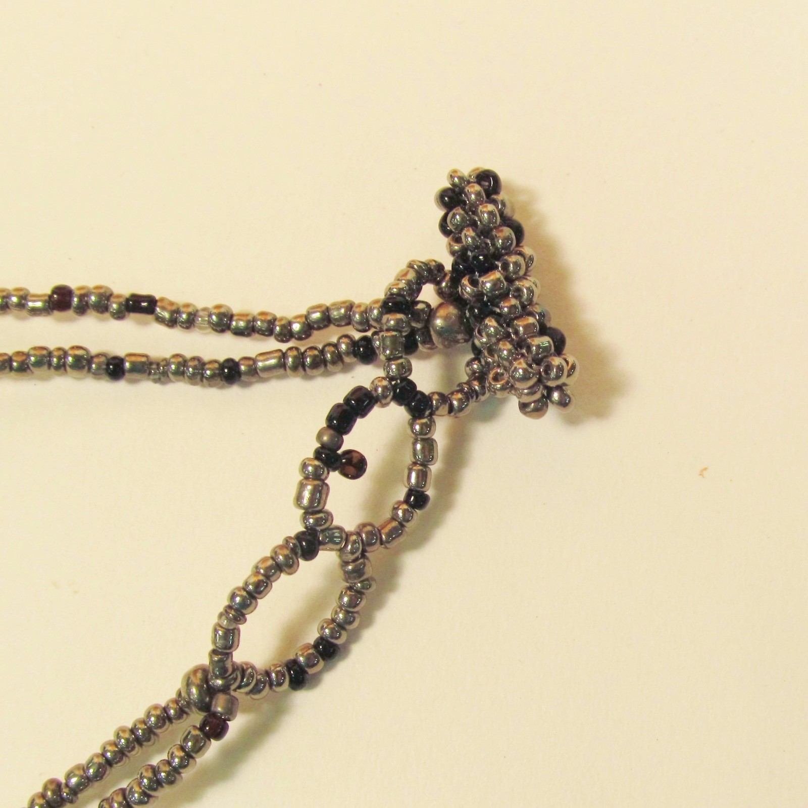 20″ Metallic Silver Stone Shell Chip Handmade Seed Bead Necklace FREE SHIPPING!