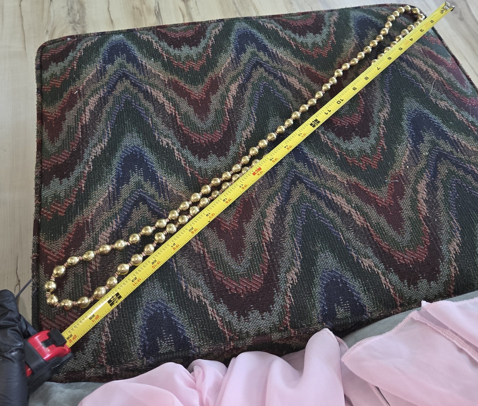Gold Tone Metal Ball/Bead Chain Beaded Necklace 30″ Long, No Gemstones