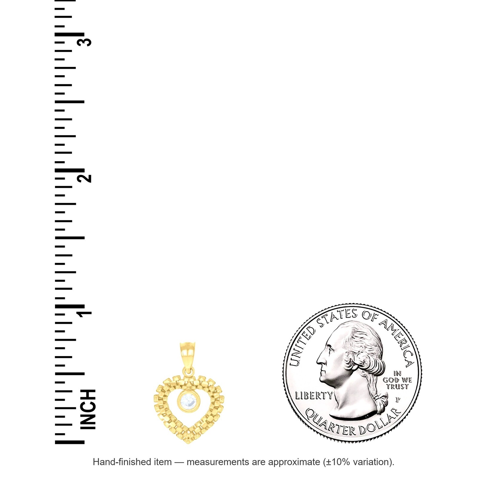 10kt Yellow Gold Womens Cubic-Zirconia Heart Charm Pendant
