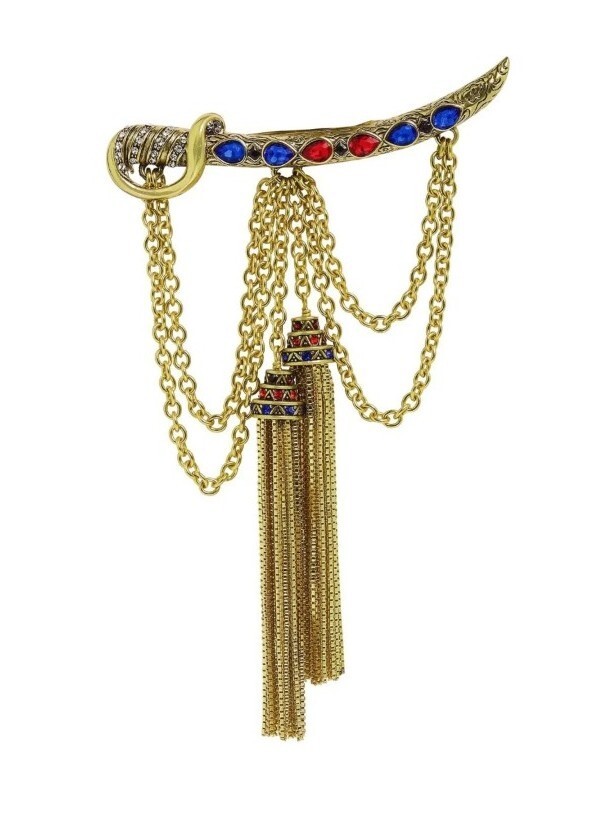 HEIDI DAUS “Saberous Sword” Crystal Tassel Pin Broche -NWT