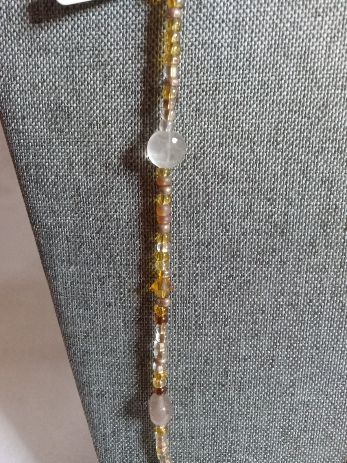 NWT Elegant 22 Inch Gold Glass Bead & Quartz Necklace Jewelry Gift For Her