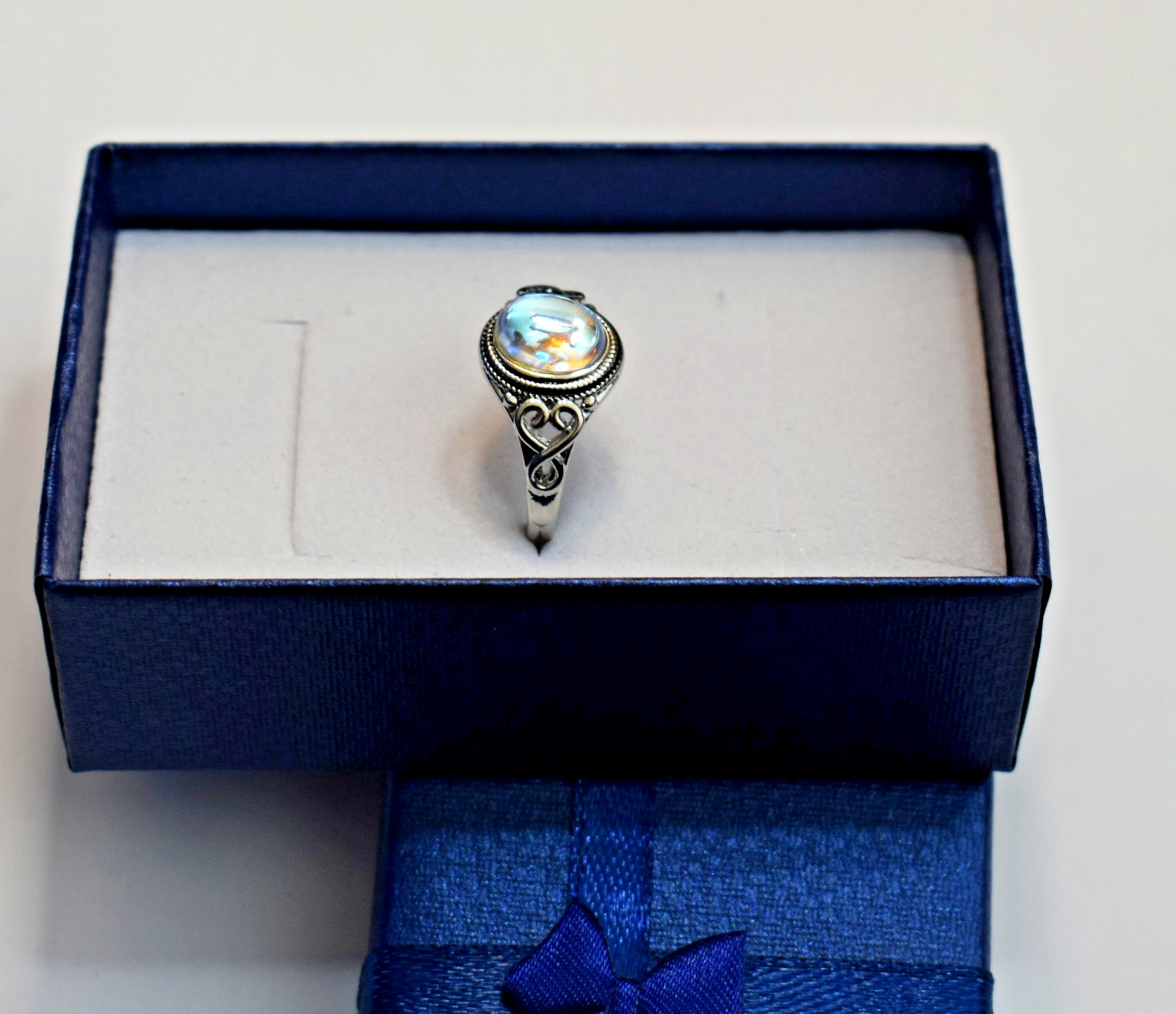 Mood Moon Ring SP 925 Sterling Silver Size 7 Gift Boxed