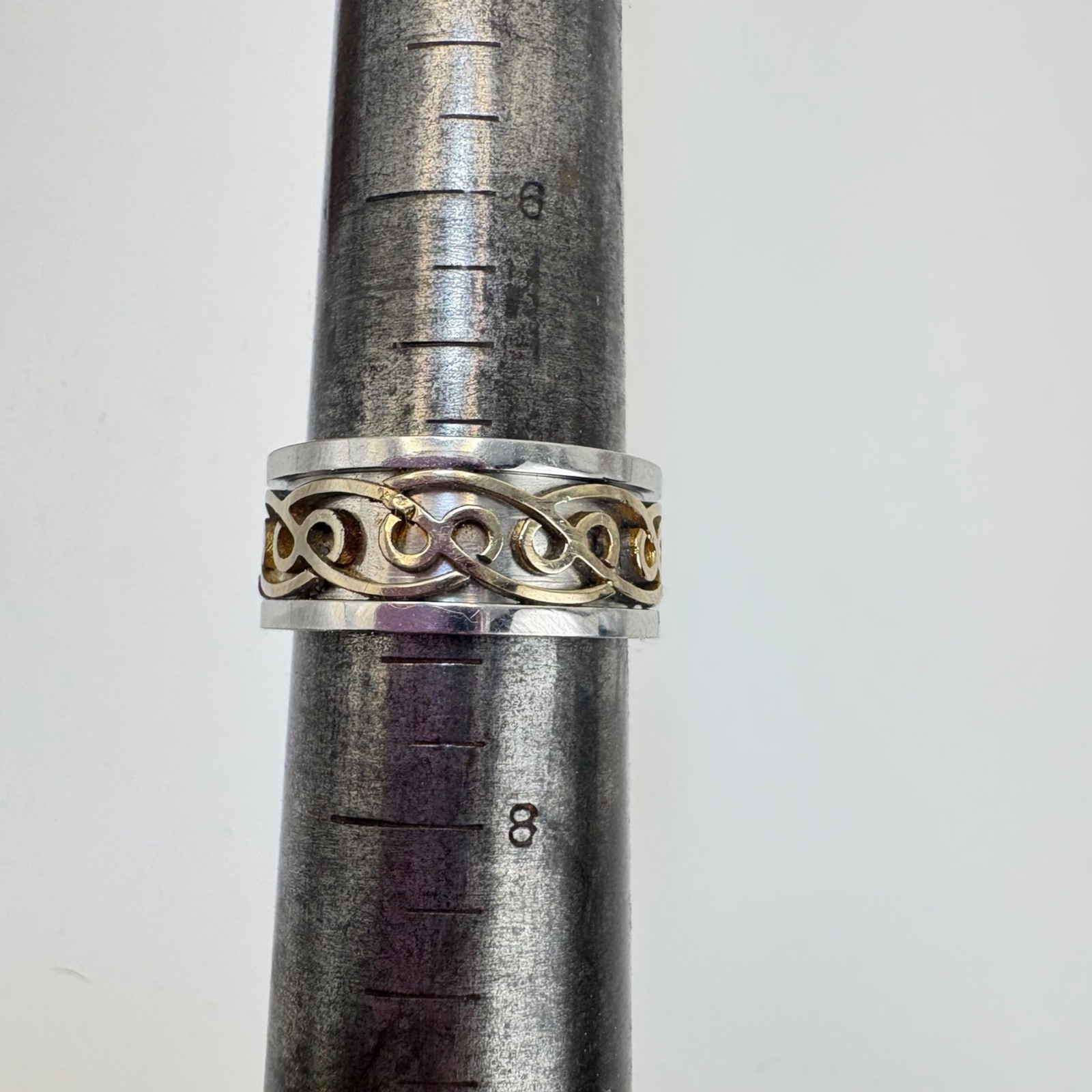 Celtic Knot Design Cigar Band Stainless Steel Gold Silver Color 8.25mm Wide Sz 7