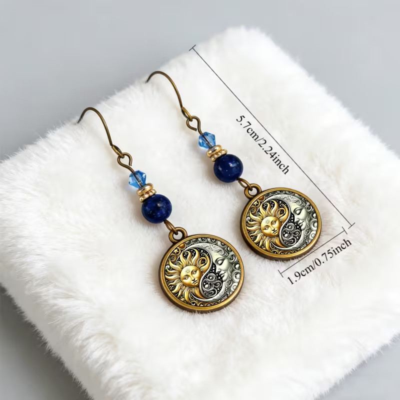 New Celestial Zinc Alloy and Glass Dangle Earrings