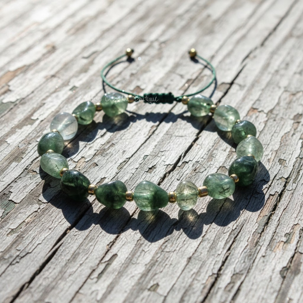 Handmade Moss Agate Beaded Bracelet Healing Chakra Gemstone Bracelet Gift