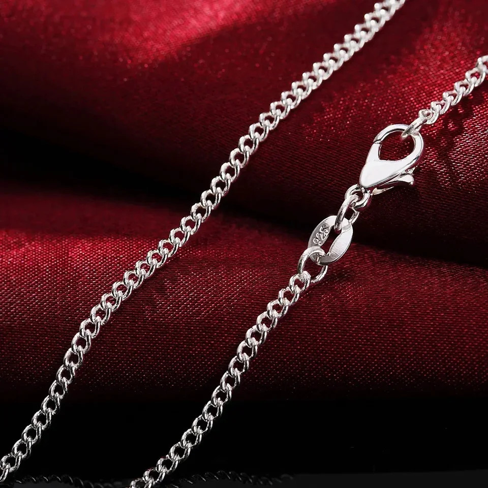925 Sterling Silver Necklace Classic Chain 2mm 16-30 Inch Length Women Jewelry