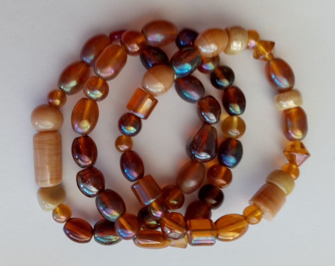 NEW SET OF 3 BROWN GLASS BEADED BRACELETS, BUY ANY 2 GET 3RD FREE