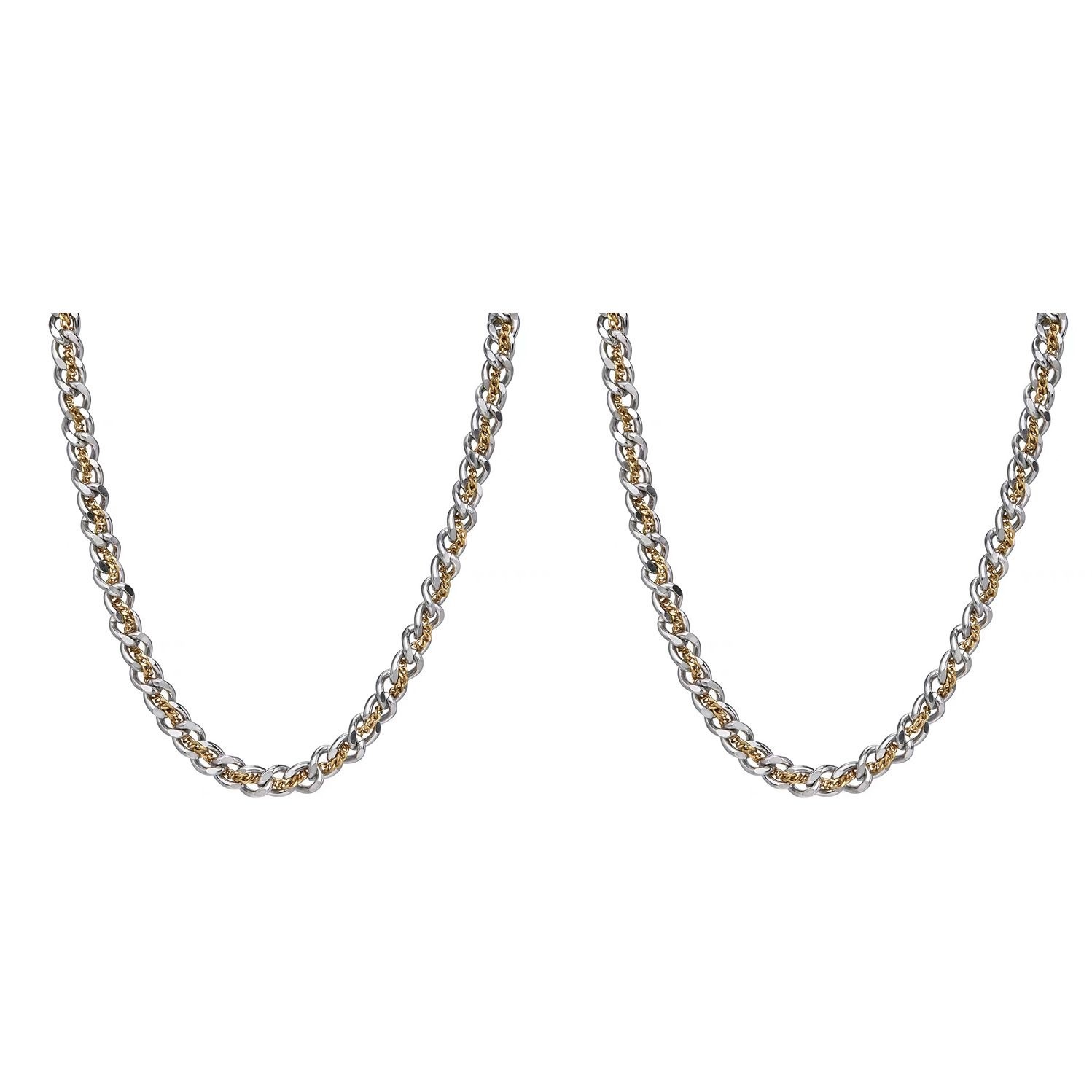 Two-tone Cuban Link Necklace Stainless Men Classic Chain Daily Neck Jewelry