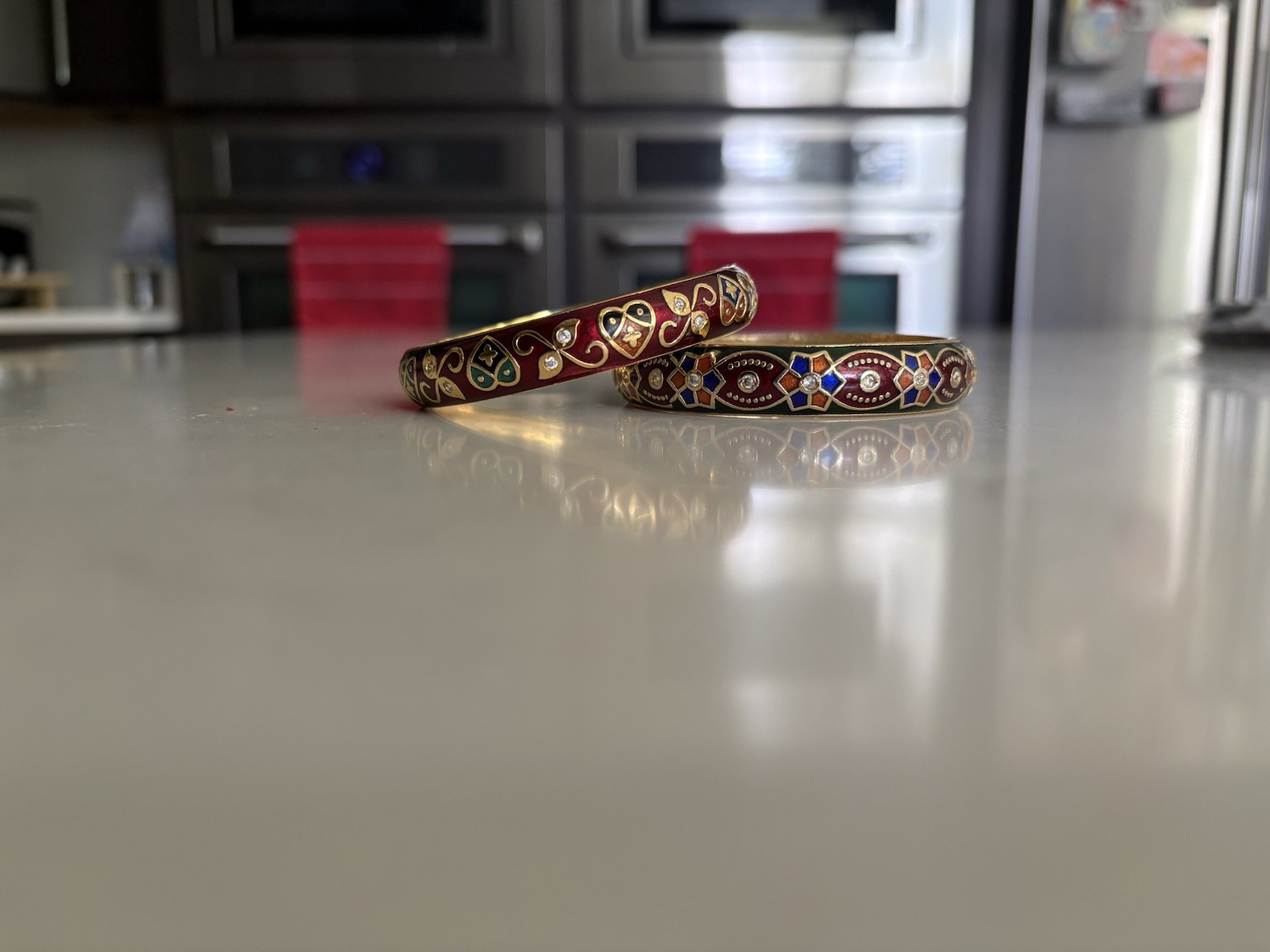Meenakari Bangles Kada Made In India Size 2.4 Set of 2 Gold Plated