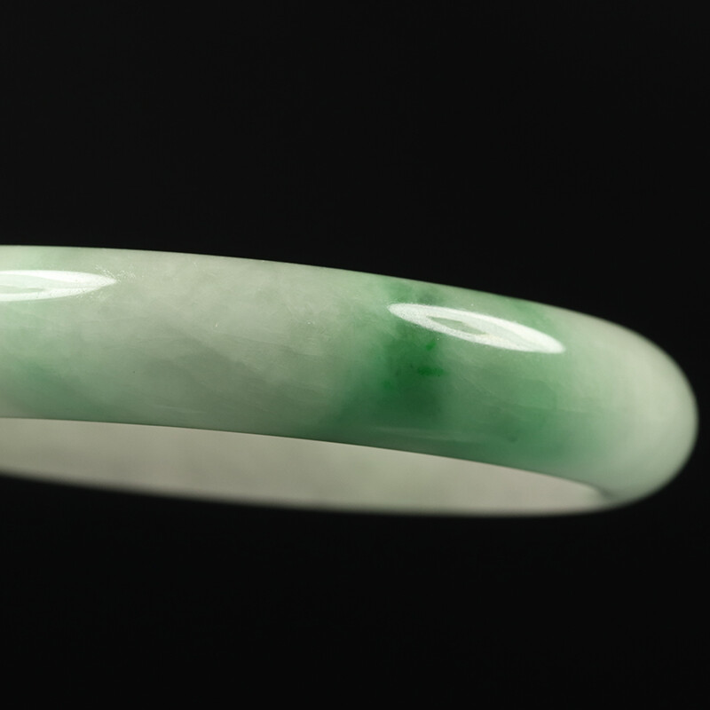 59mm White Green Jadeite Jade Bangle Bracelet Chinese Jade Bangle Women’s 11135