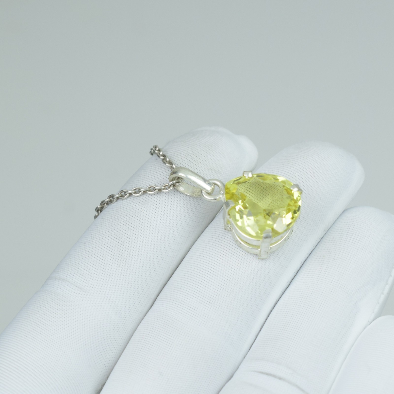 Beauty Yellow Sapphire Necklace Jewelry, 925 Sterling Silver Pendant,