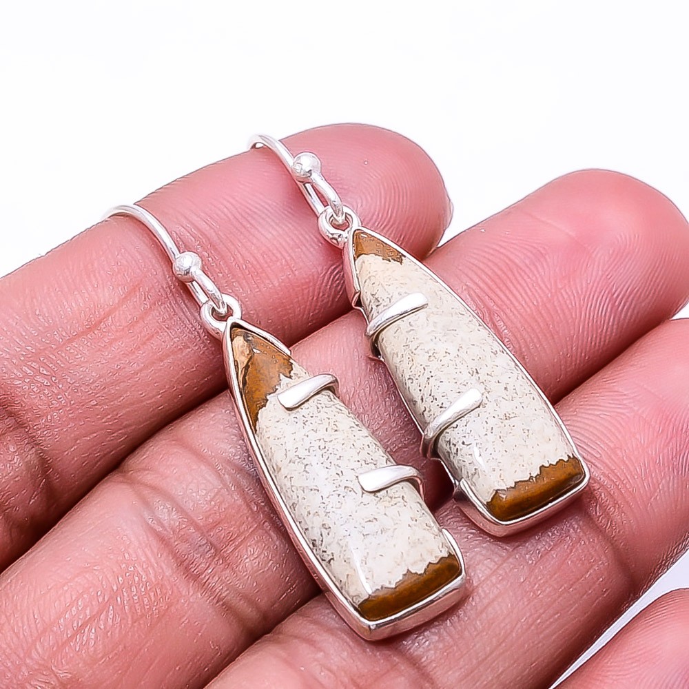 Natural Picture Jasper 925 Sterling Silver Earring 1.68″ E4, Christmas Gift