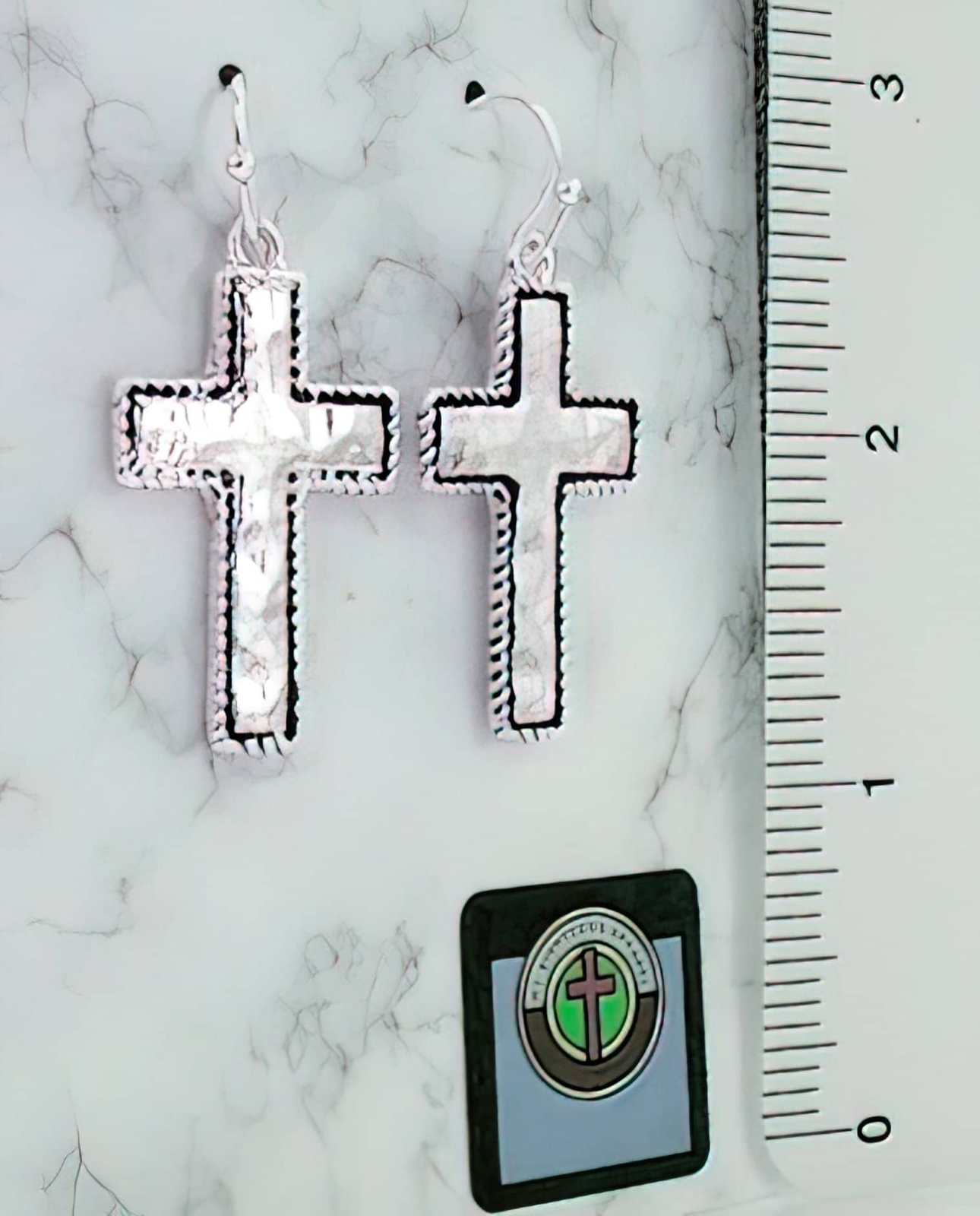 Christian Metal Cross Dangle Earrings Silver Zinc Lead-Free Women Gift