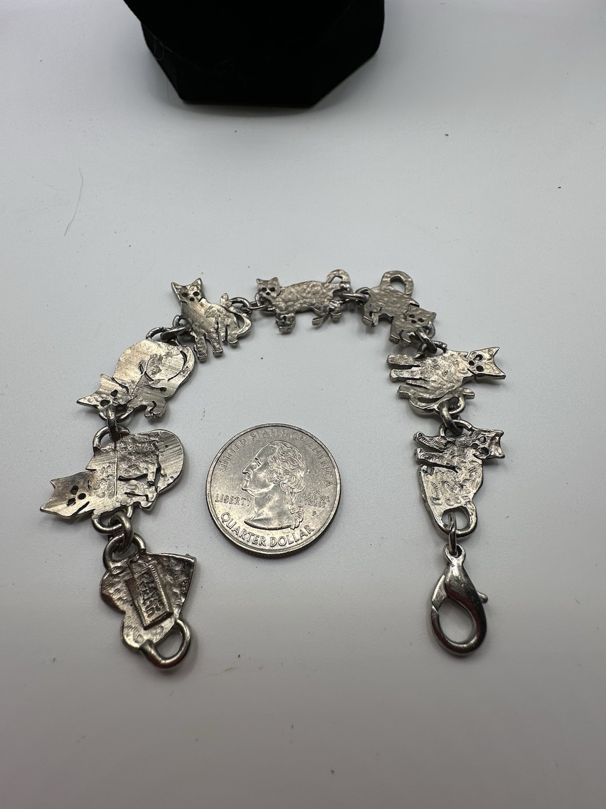 ULTRA CRAFT Silver Tone Cat Bracelet 7 Inch