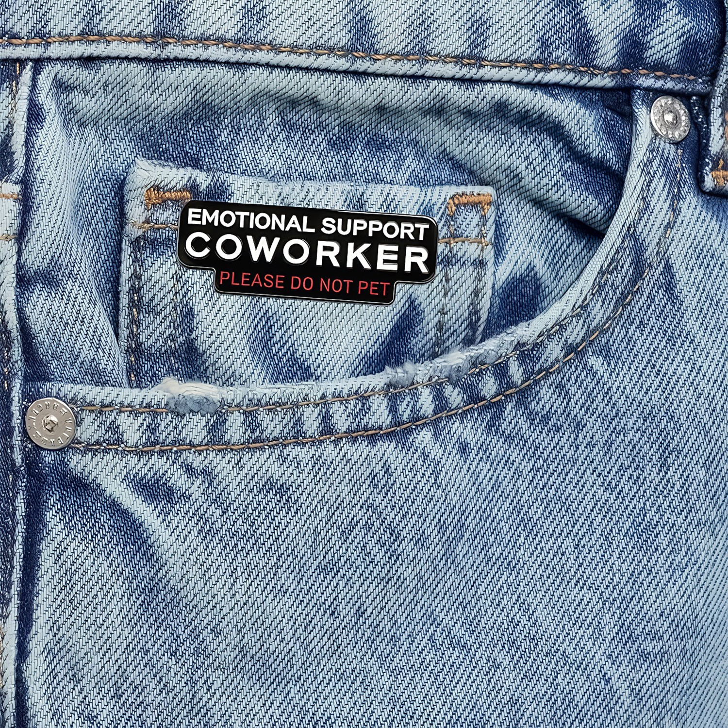 2PCS Emotional Support Coworker Pin, Please Do Not Pet Office Humorous Red White