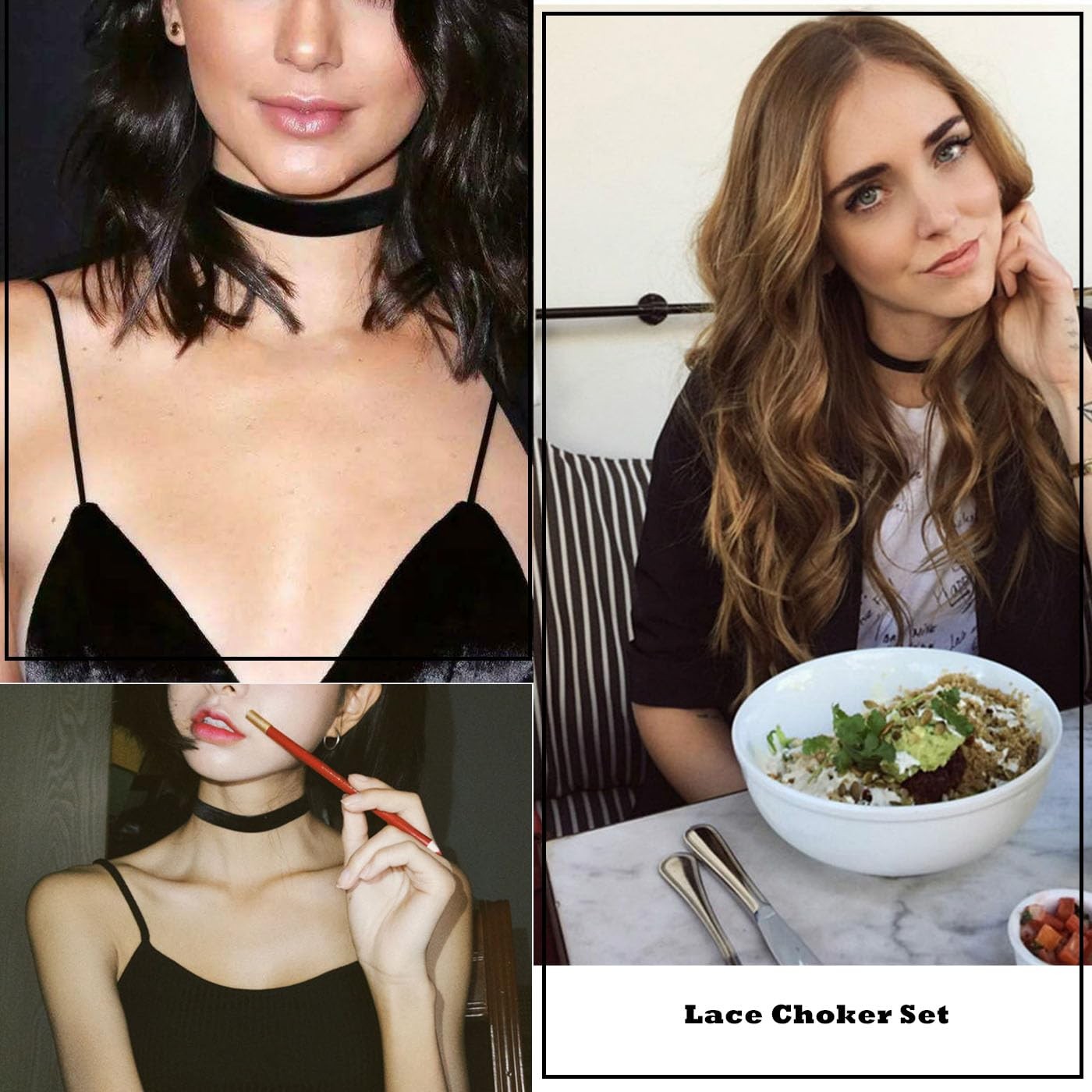 4PCS Black Velvet Choker Necklace for Women Gothic Adjustable Jewelry Set