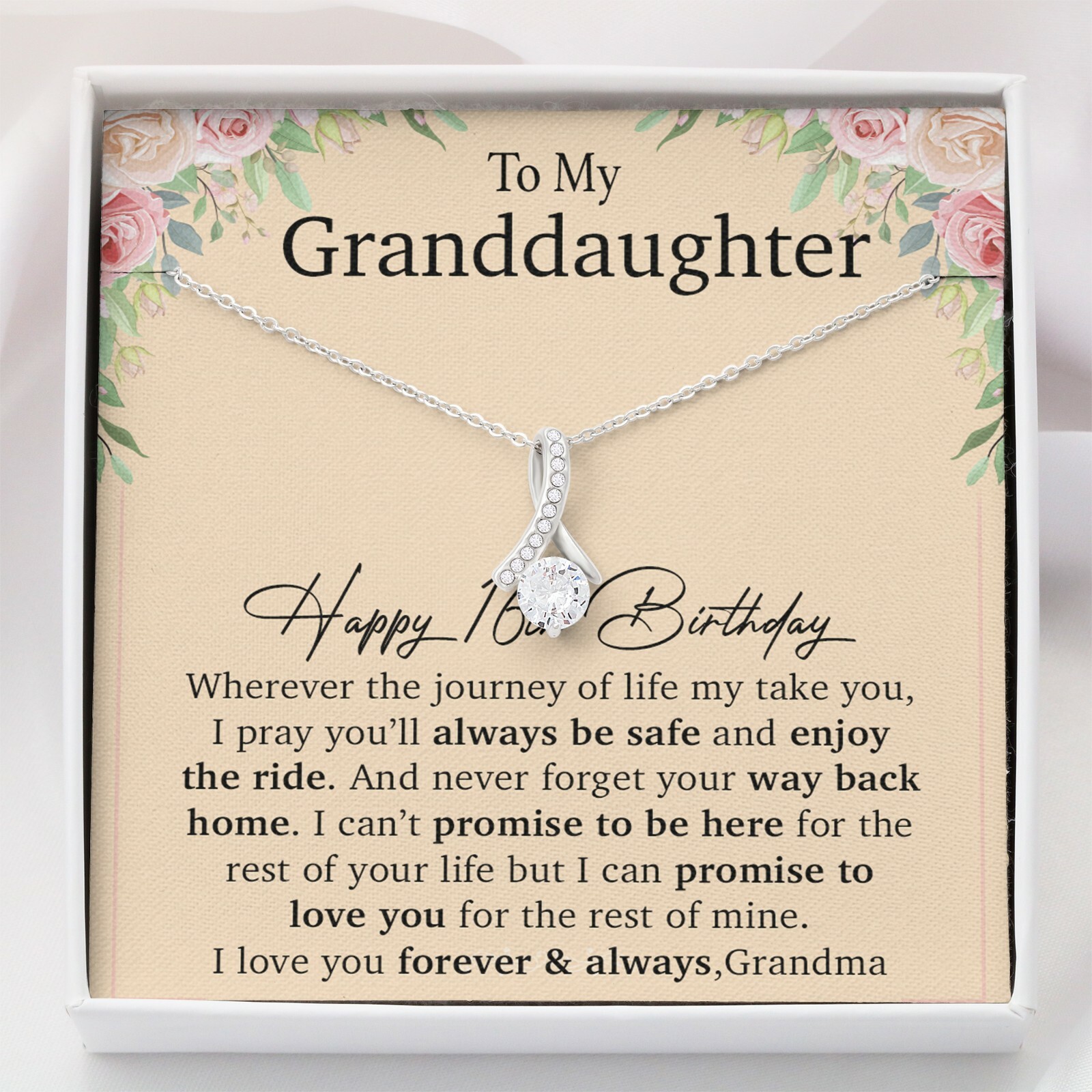Happy 16th Birthday, To My Granddaughter Necklace, Gift For Granddaughter
