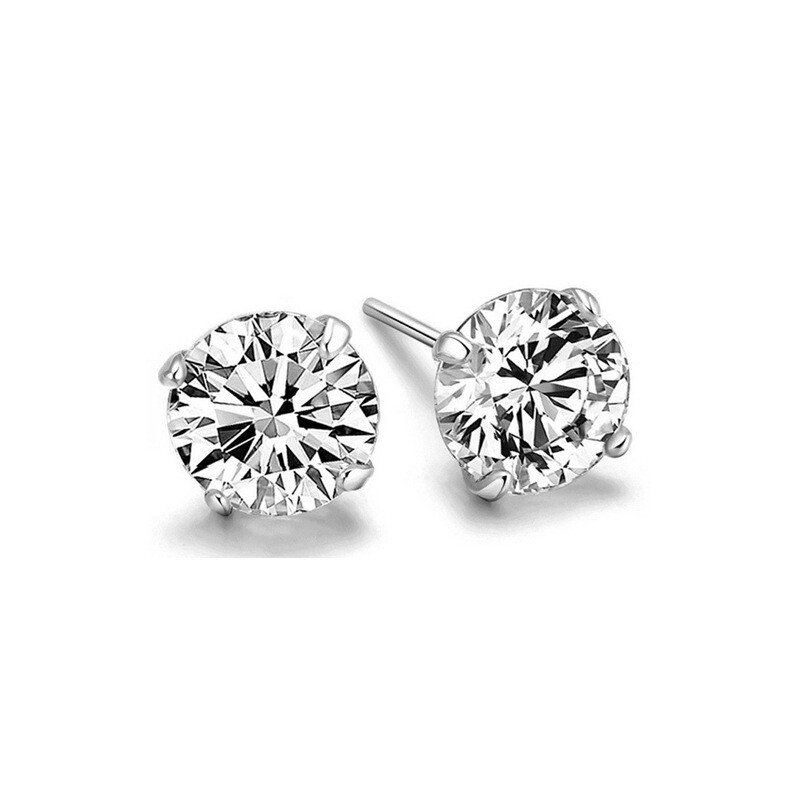 1-3 Pairs 925 Sterling Silver Round Earrings Cubic Zirconia Womens Mens Jewelry