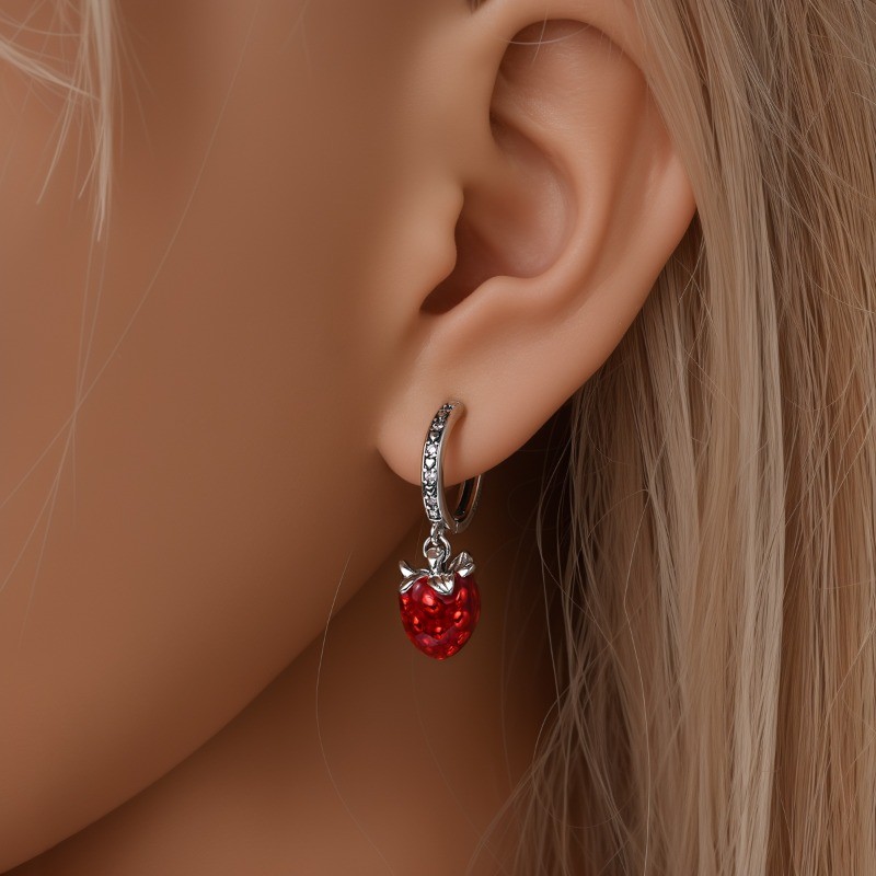 PANDACH 925 Sterling Silver Raspberry Dangle Hoop Earrings For Women Jewelry NEW