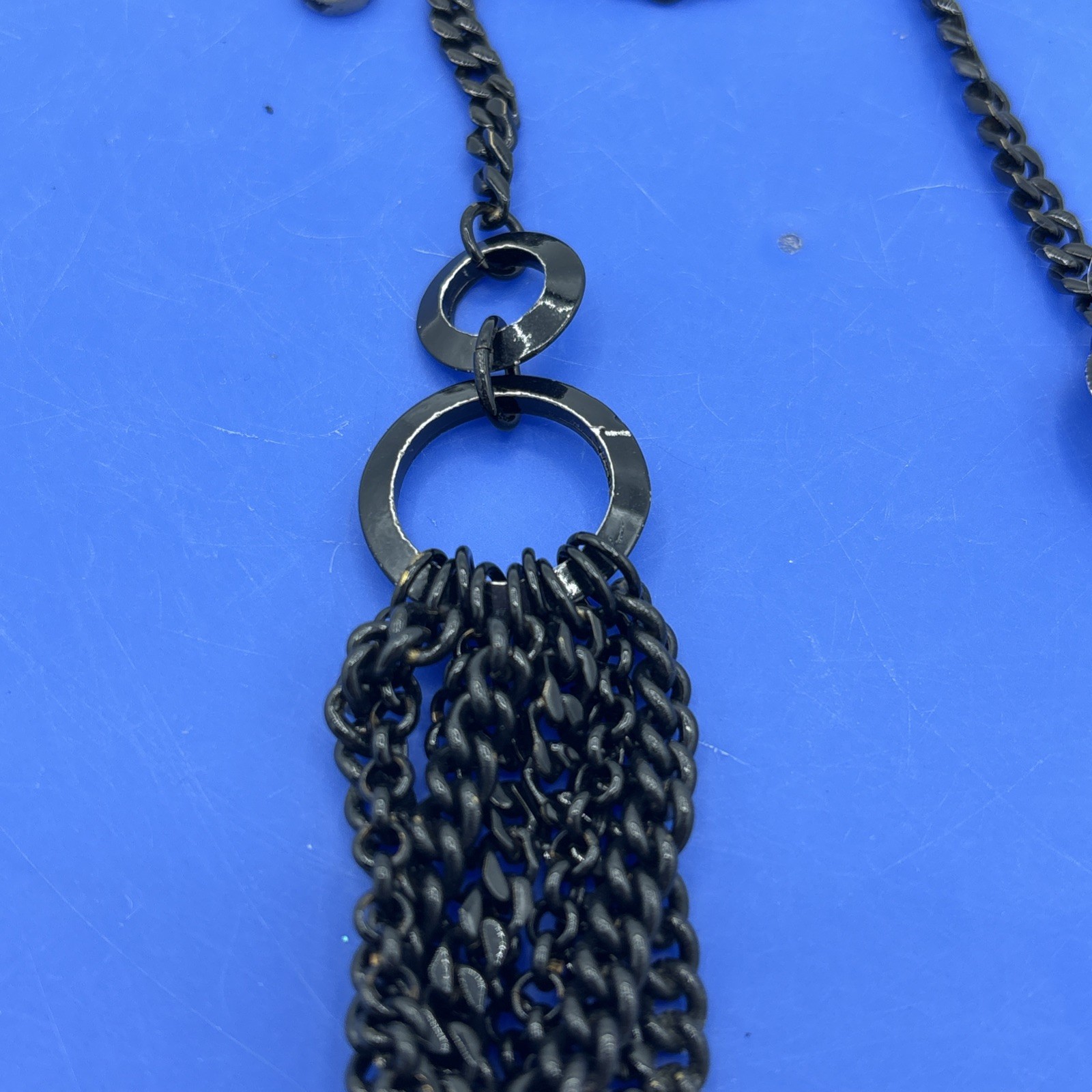 Givenchy Black Layered Chain Charm Necklace 26” Key Horseshoe Arrow Star Y2K