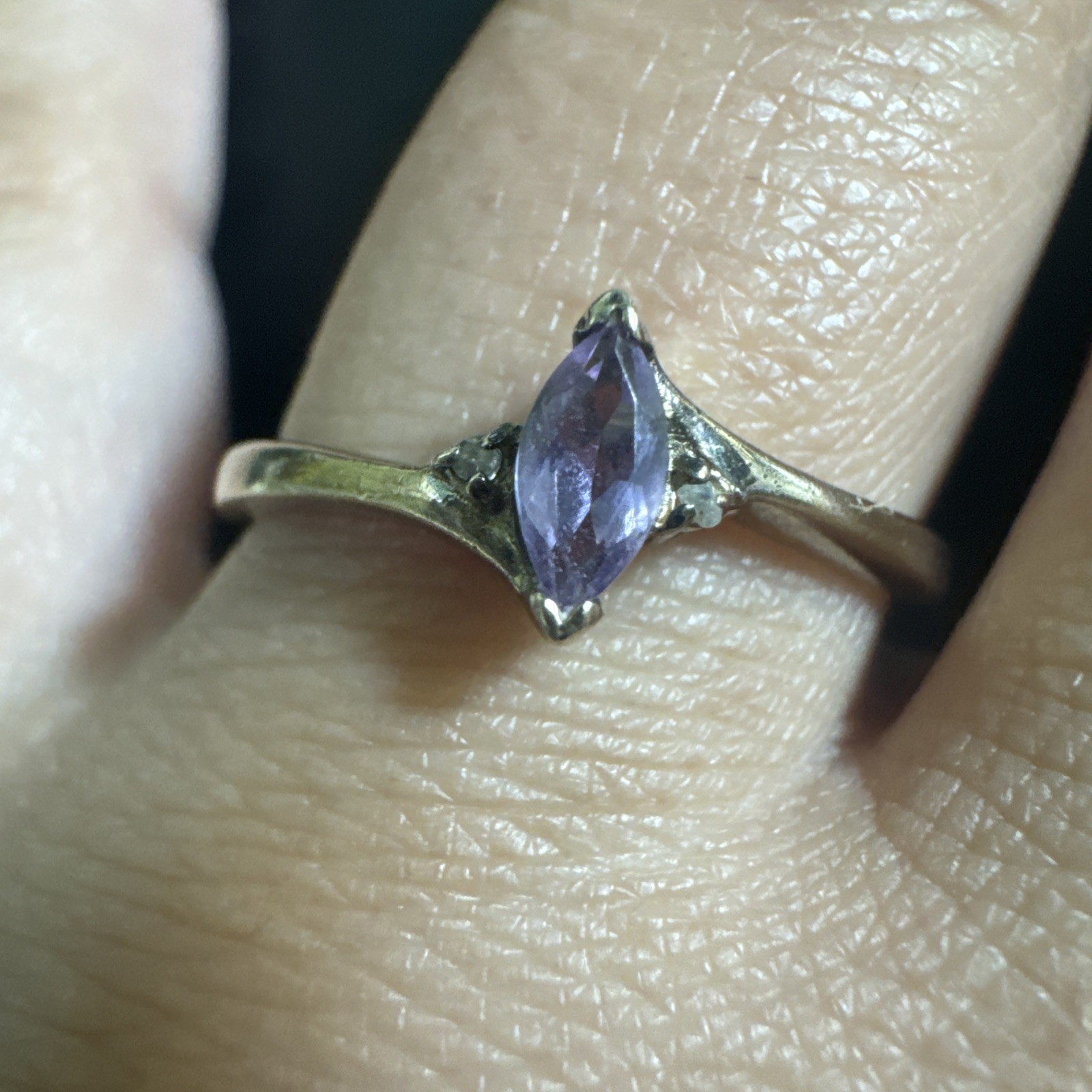 925 Sterling Silver Amethyst Marquise Ring Size 10.5 Market M China Modern Style